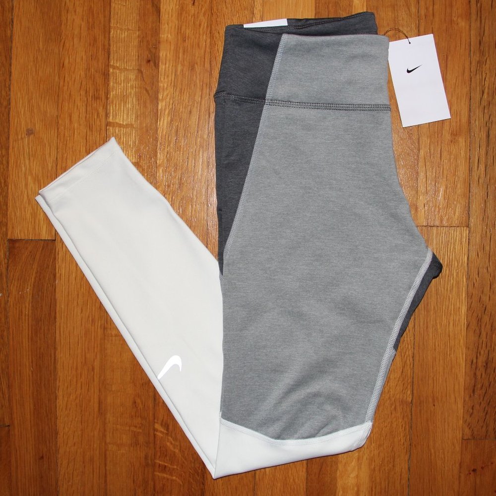 Nike Fast Mid-Rise Pocket Running Leggings Womens M Grey Dri-Fit New